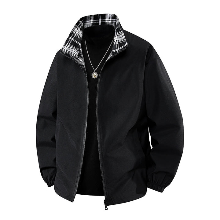 Lightweight bomber jacket for men with checkered collar Lune London