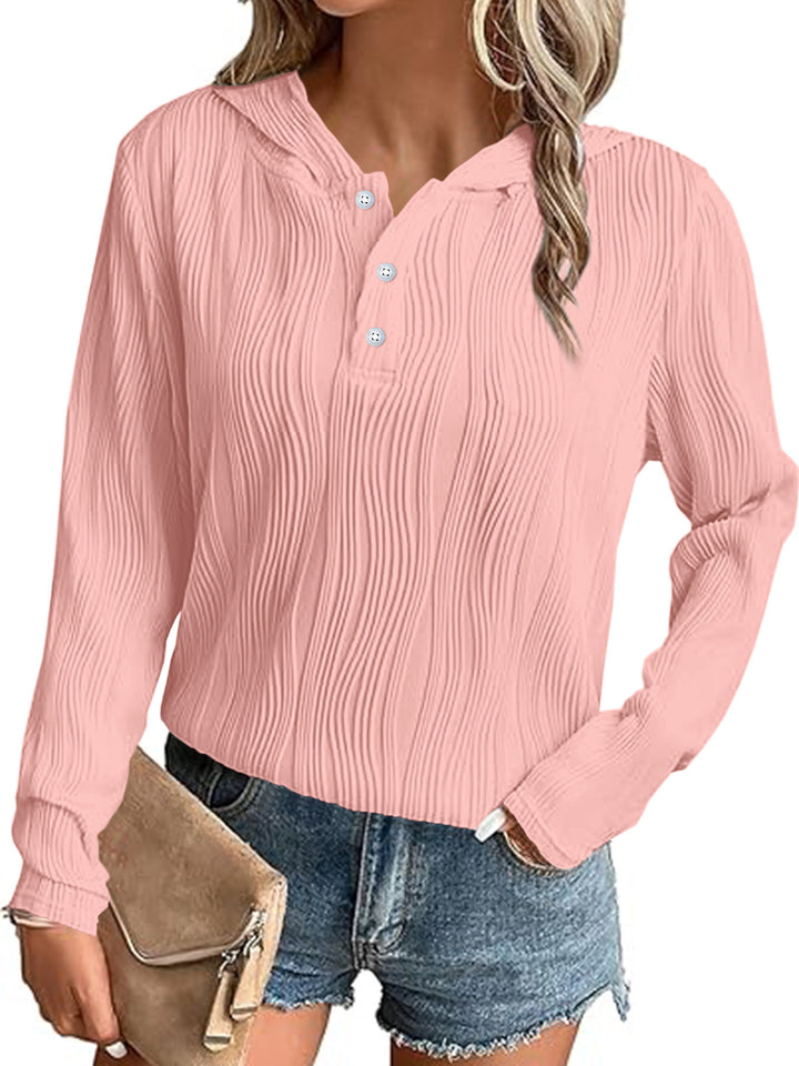 Casual hooded T-shirt for women with textured surface Lune London