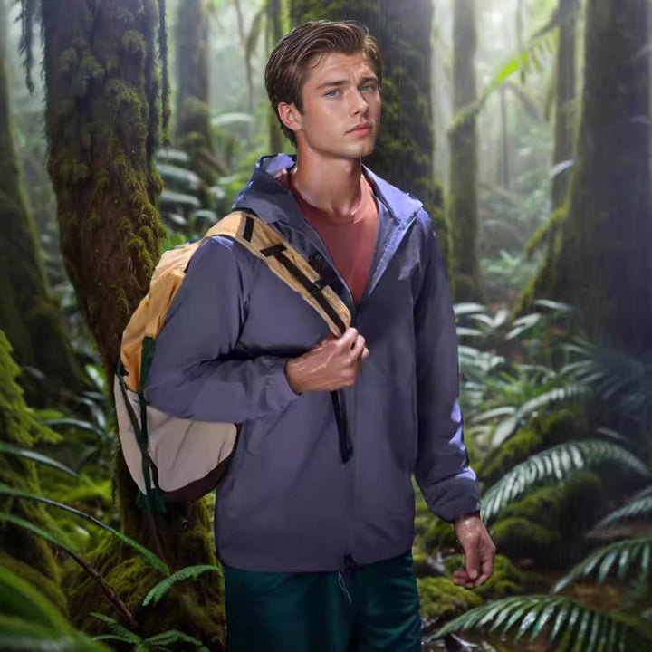 Waterproof utility jacket for men with adjustable hood system Lune London