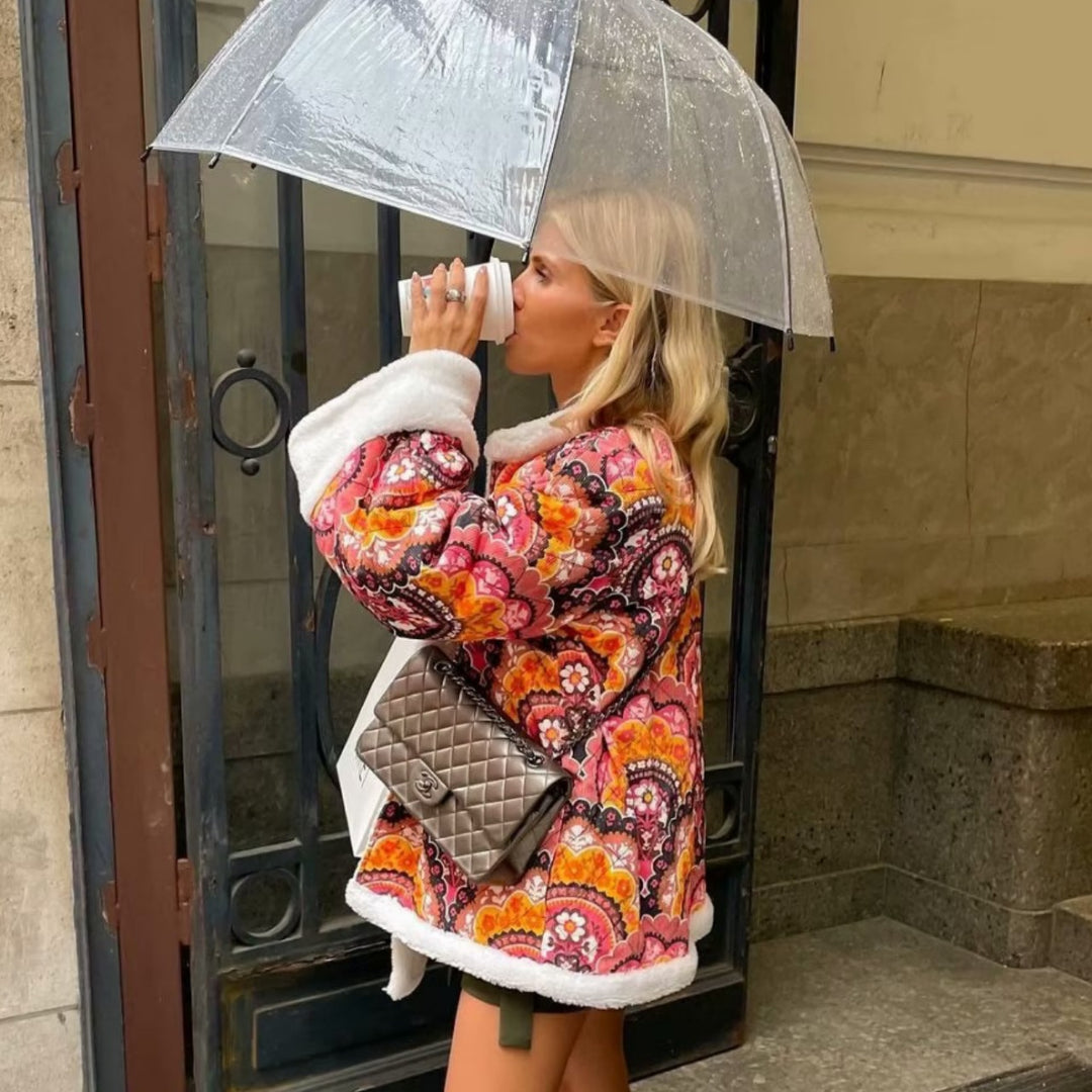 Winter jacket with colorful patterns and soft lining for women Lune London
