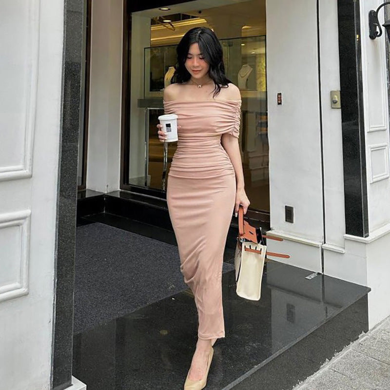 Ladies Elegant Wrap Dress with Chic Off-Shoulder Design and Style