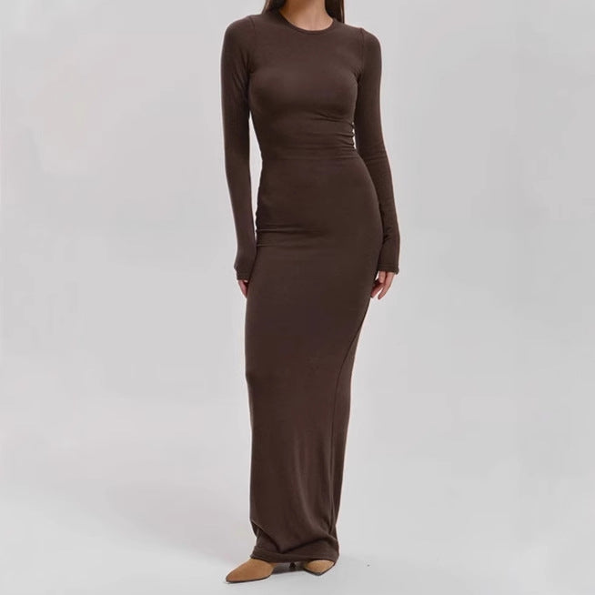 Women's Elegant Long Sleeve Maxi Dress with Figure-Shaping Cut and High Comfort Lune London
