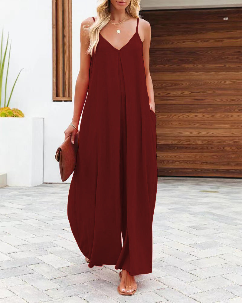Maxi dress for women with adjustable straps and side pockets Lune London