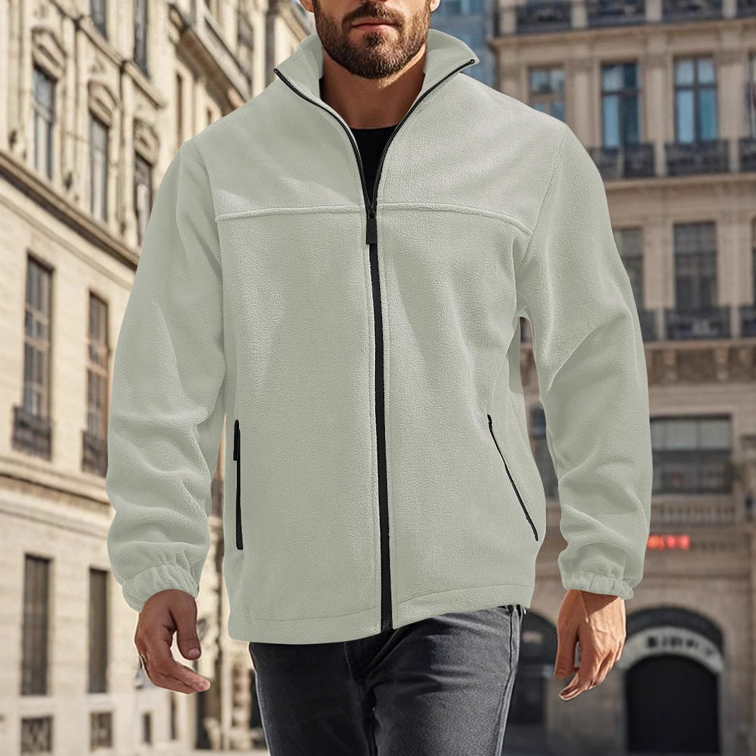 Fleece jacket for men with practical pockets and high collar Lune London