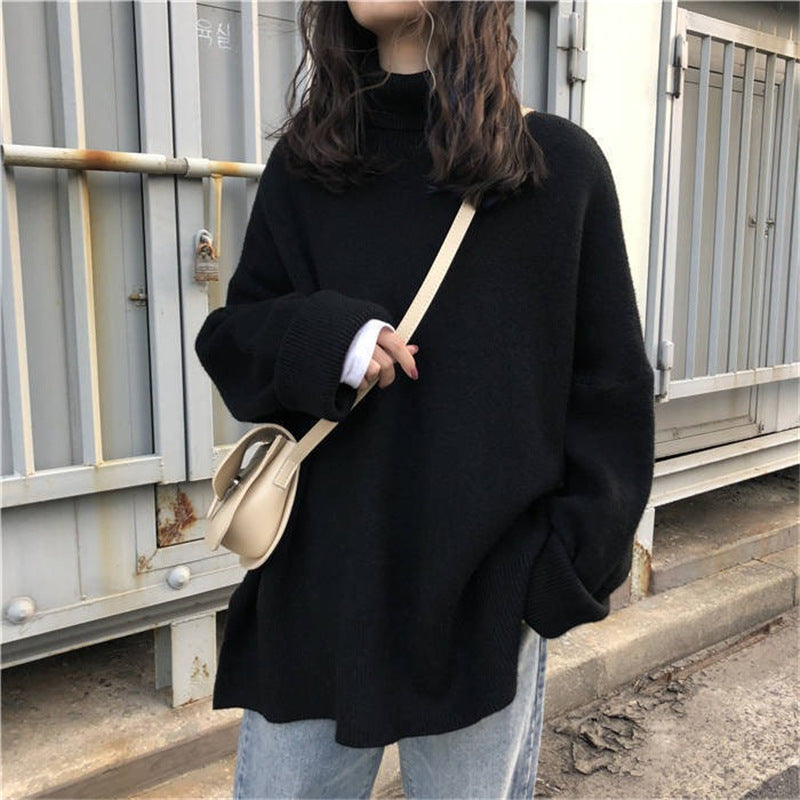 Women Oversized High Neck Sweater with Puffed Sleeves Lune London