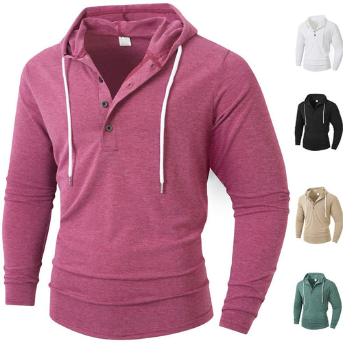 Men's Hoodie with buttoned collar and drawstring Lune London
