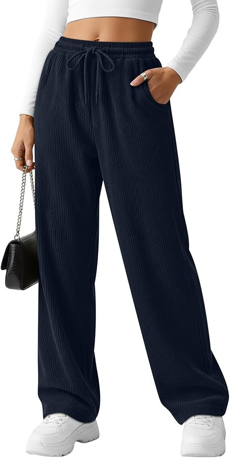 Pantalon en tricot large à côtes pour femmes avec cordon de serrage Chic & Stil