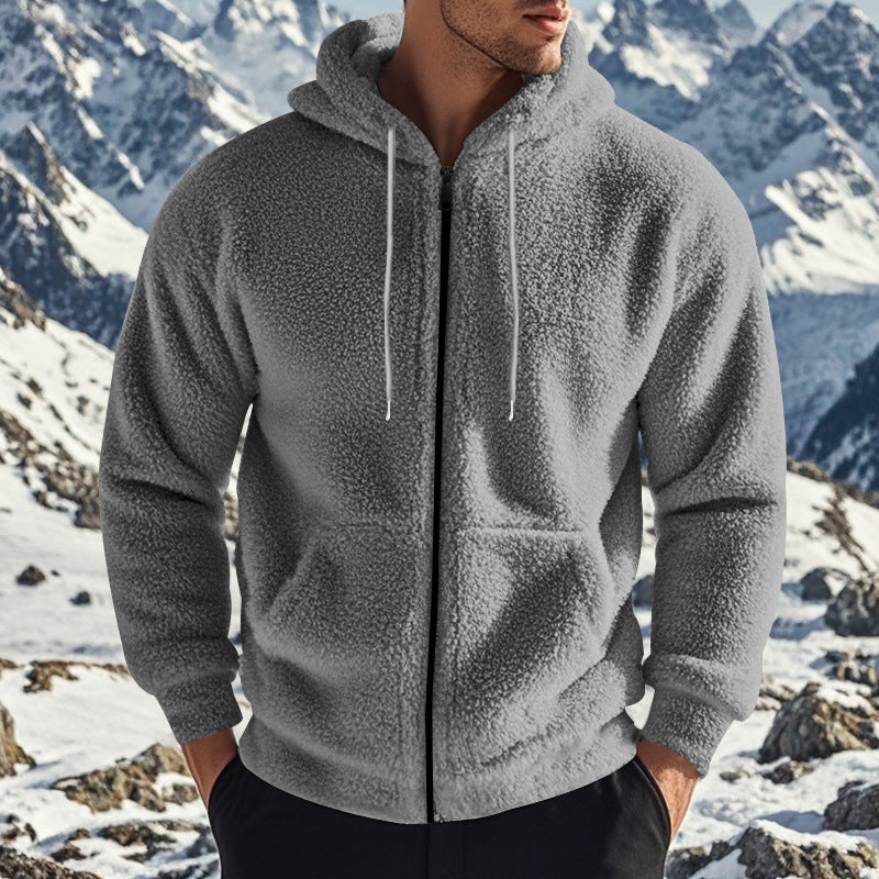 Fleece hooded jacket for men with practical pockets and modern cut Lune London