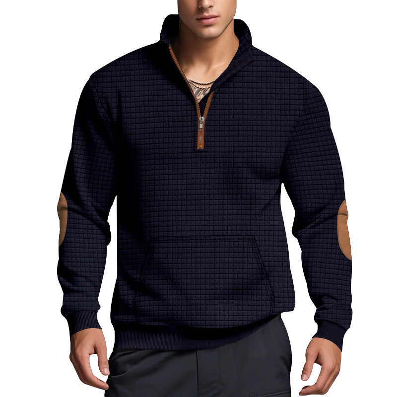 Structured fleece pullover for men with trendy high collar Lune London