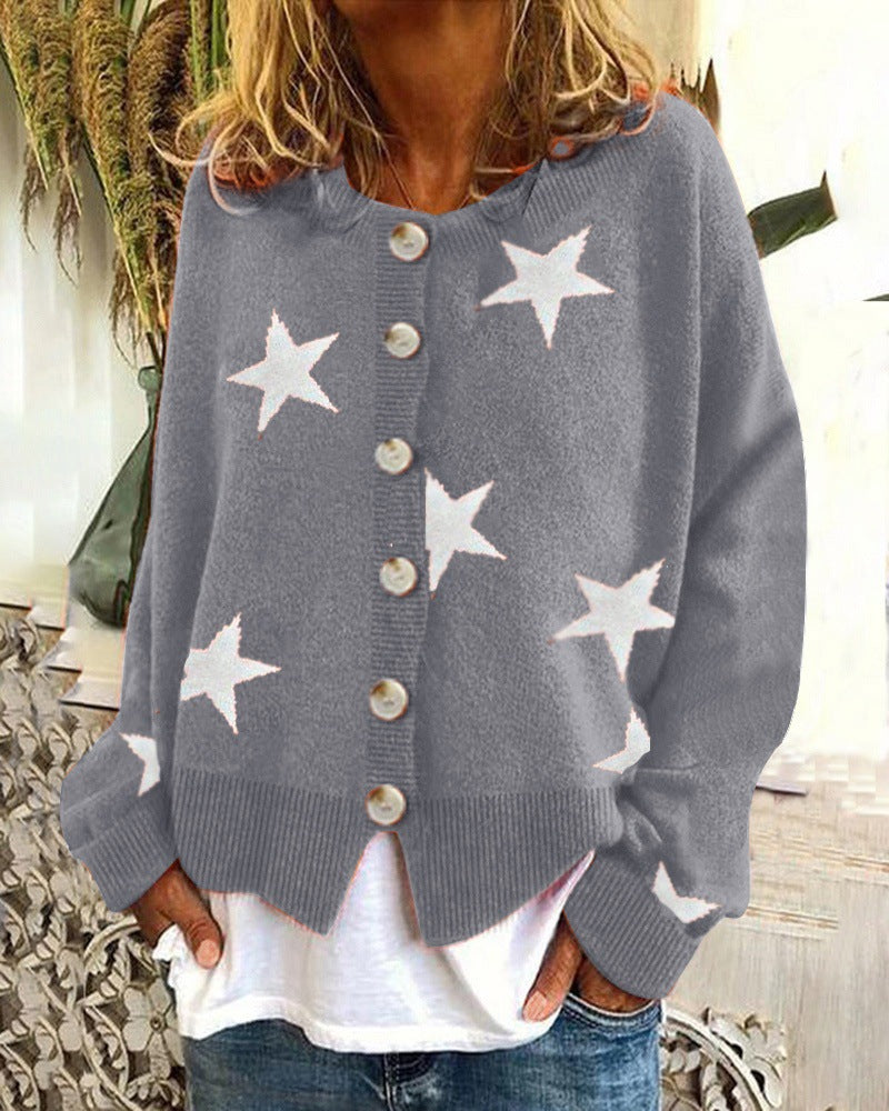 Knitted jacket for women with star pattern Lune London