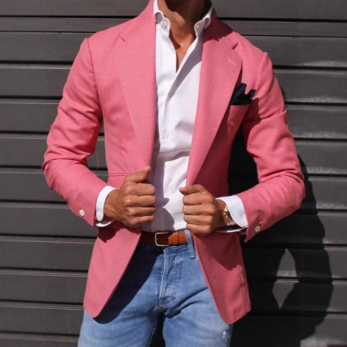 Men's Elegant Linen Blazer with Modern Cut and Textured Fabric Lune London