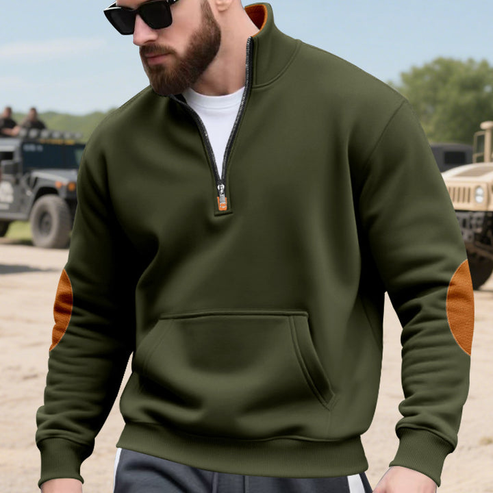 Casual hooded sweatshirt for men with half zipper and contrasting sleeves Lune London
