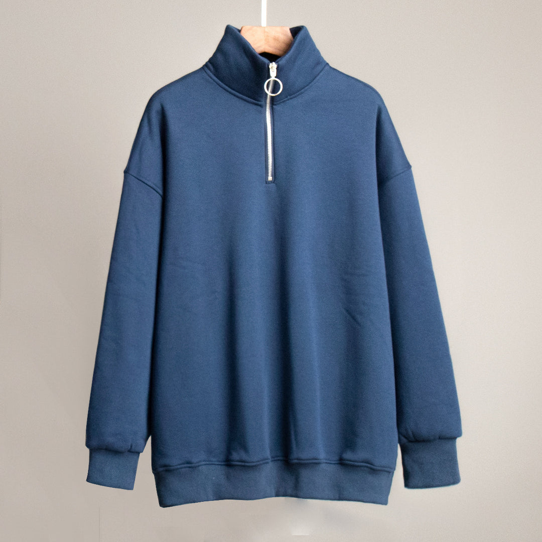 Casual sweater for women with high collar and zipper Lune London