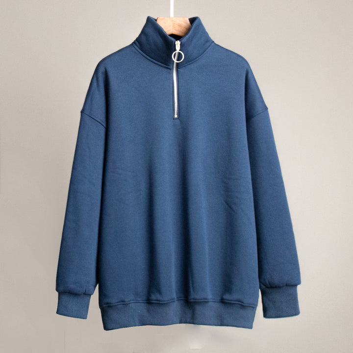 Casual sweater for women with high collar and zipper Lune London