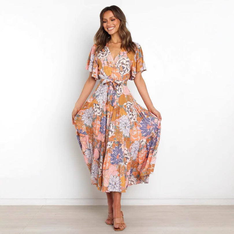 Chic Floral Ruffle Maxi Dress for Women