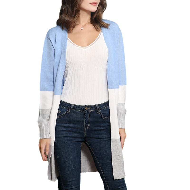 Ladies casual knitted vest with a modern striped pattern and open front Lune London