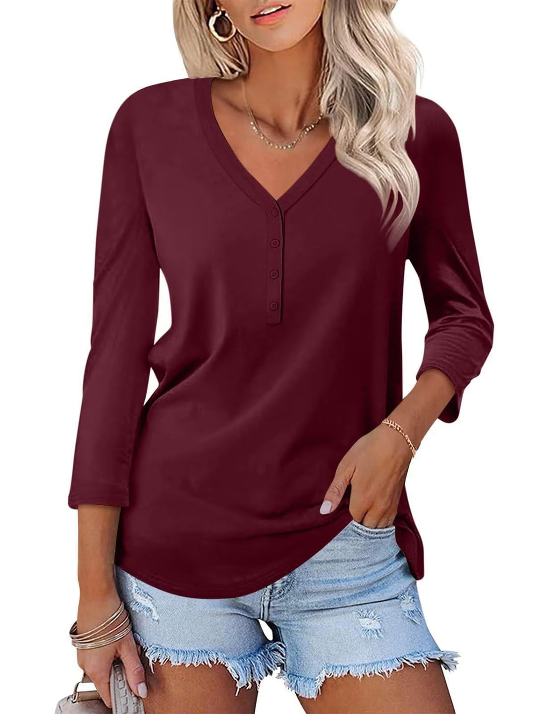 Chemise à manches longues pour femmes col en V Chic & Stil