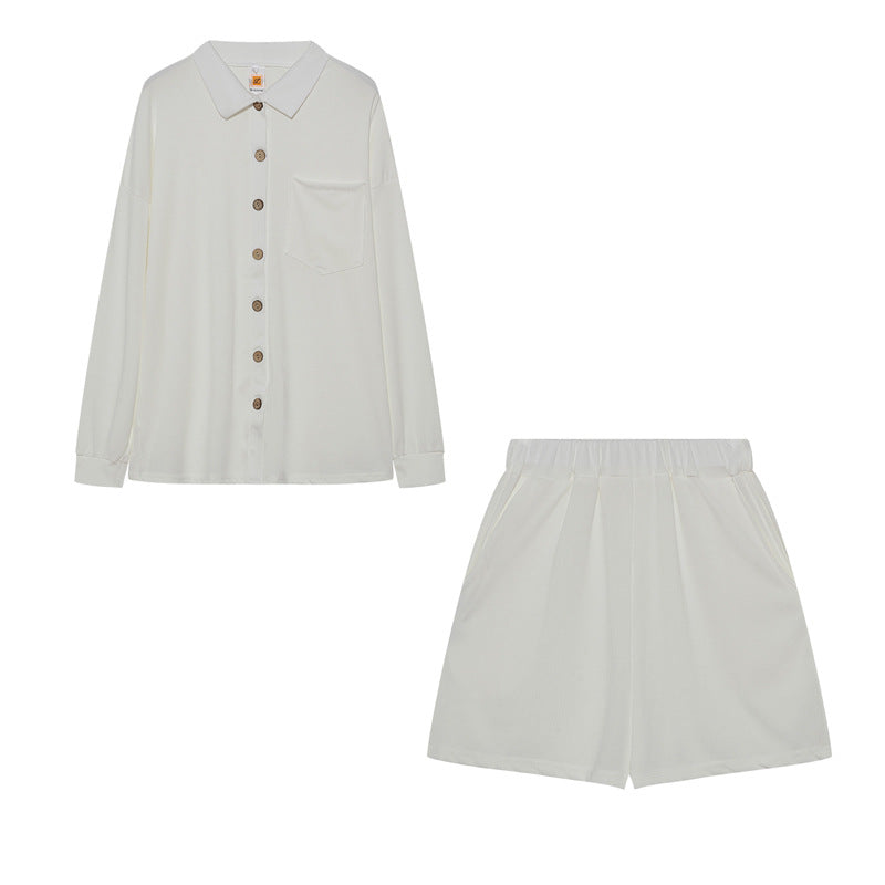Lune London women's casual shirt and shorts set with chest pocket