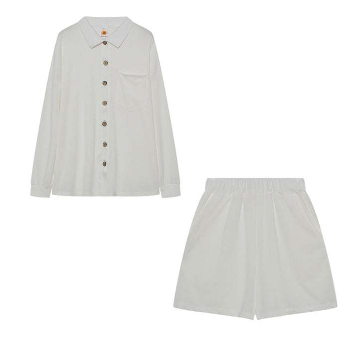 Lune London women's casual shirt and shorts set with chest pocket