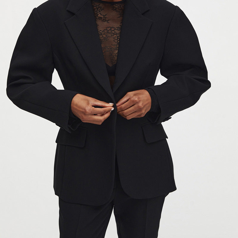 Oversized women's blazer jacket with unique button details and a relaxed fit Lune London