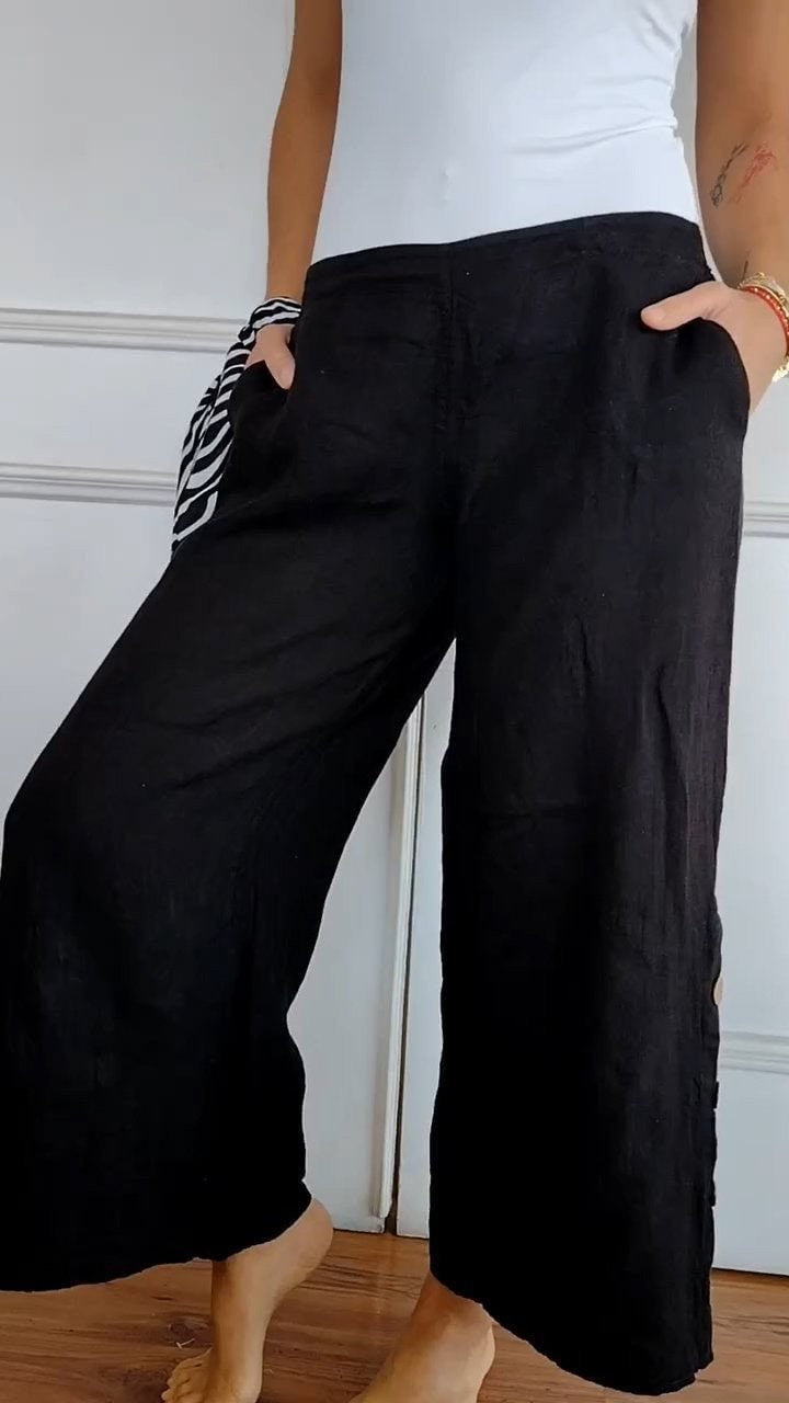 Lune London breathable wide linen pants for ladies