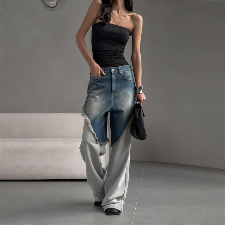 Oversized jeans for women with unique fringe details and a modern cut Lune London