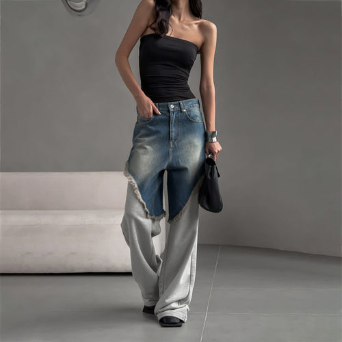 Oversized jeans for women with unique fringe details and a modern cut Lune London