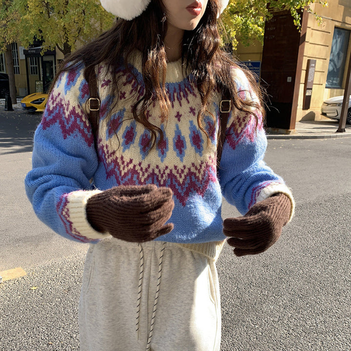 Pull en tricot épais pour femmes avec motif traditionnel et matériau doux Chic & Stil