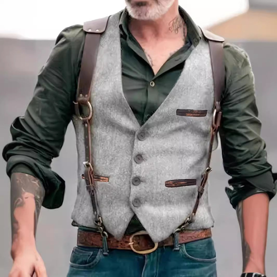 Trendy leather vest for men with practical pockets Lune London