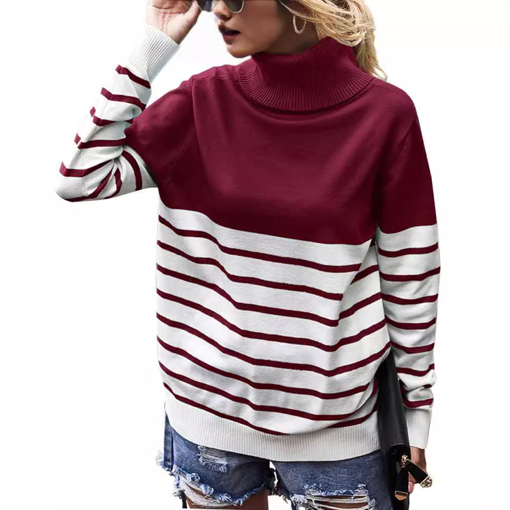 Comfortable turtleneck sweater for ladies with striped pattern Lune London