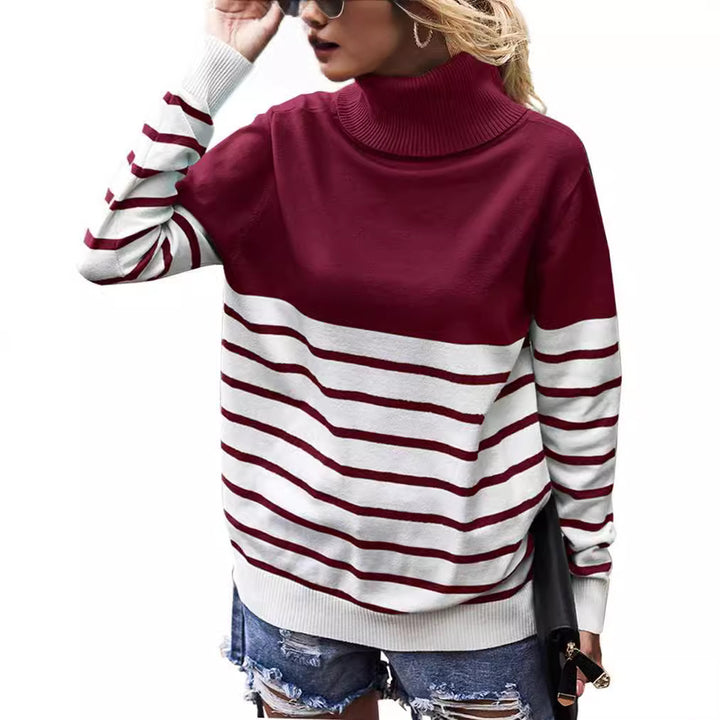 Comfortable turtleneck sweater for ladies with striped pattern Lune London