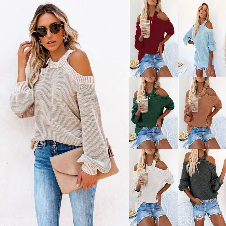 Cool Off-Shoulder Knit Sweater for Women with Wide Lune London Sleeves