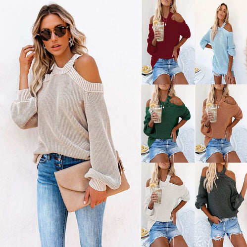 Cool Off-Shoulder Knit Sweater for Women with Wide Lune London Sleeves