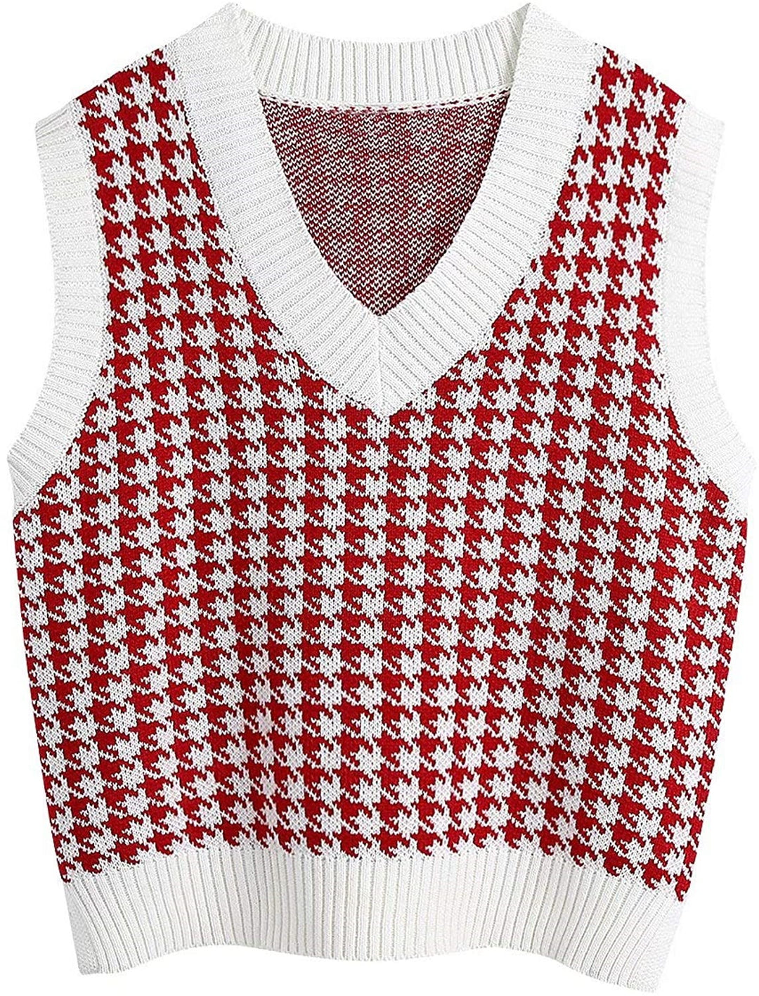 Knitted vest for women with a modern houndstooth pattern Lune London