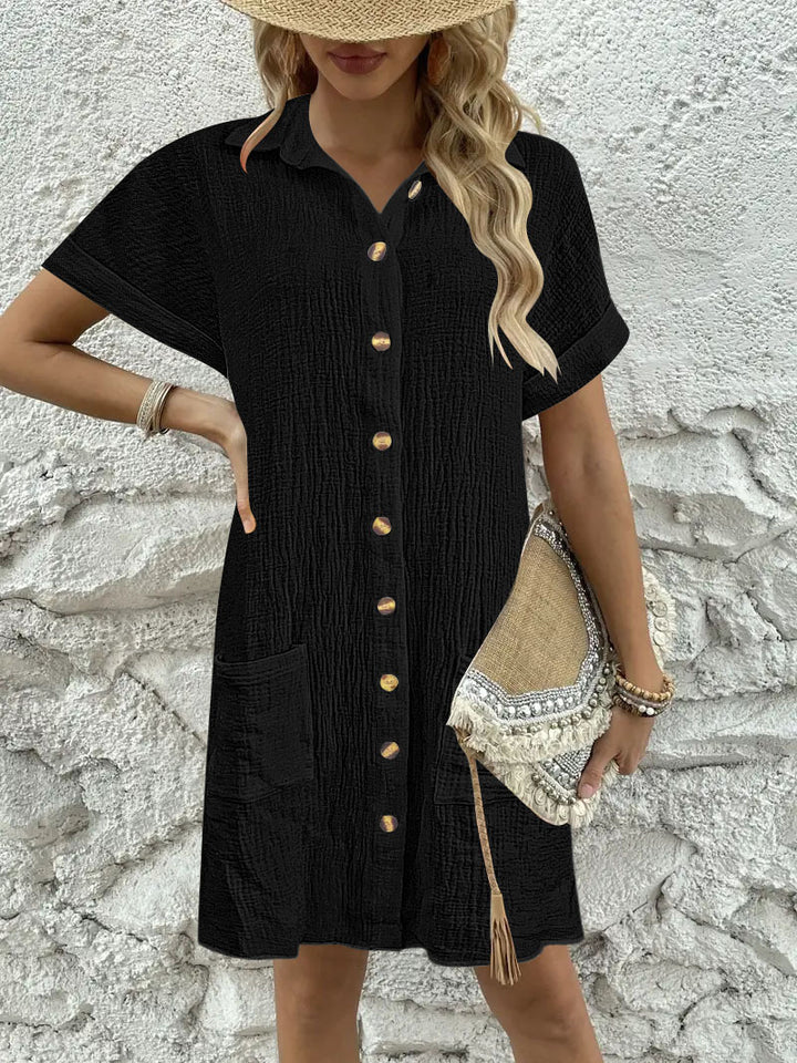 Ladies short sleeve shirt dress Lune London