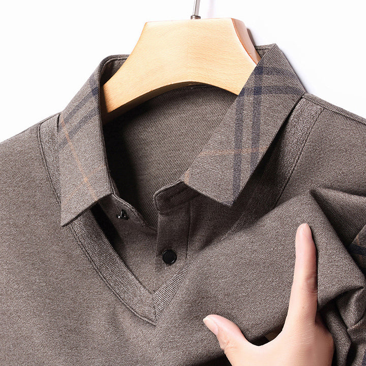 Elegant V-neck sweater for men with a structured collar and a chic and stylish modern design
