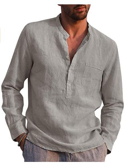 Classic Henley collar shirt for men with chest pocket Lune London