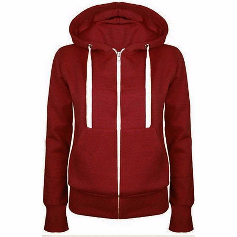 Ladies Hooded Sports Jacket with Practical Pockets and Zipper Lune London
