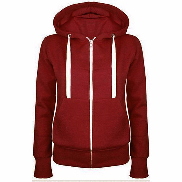 Ladies Hooded Sports Jacket with Practical Pockets and Zipper Lune London