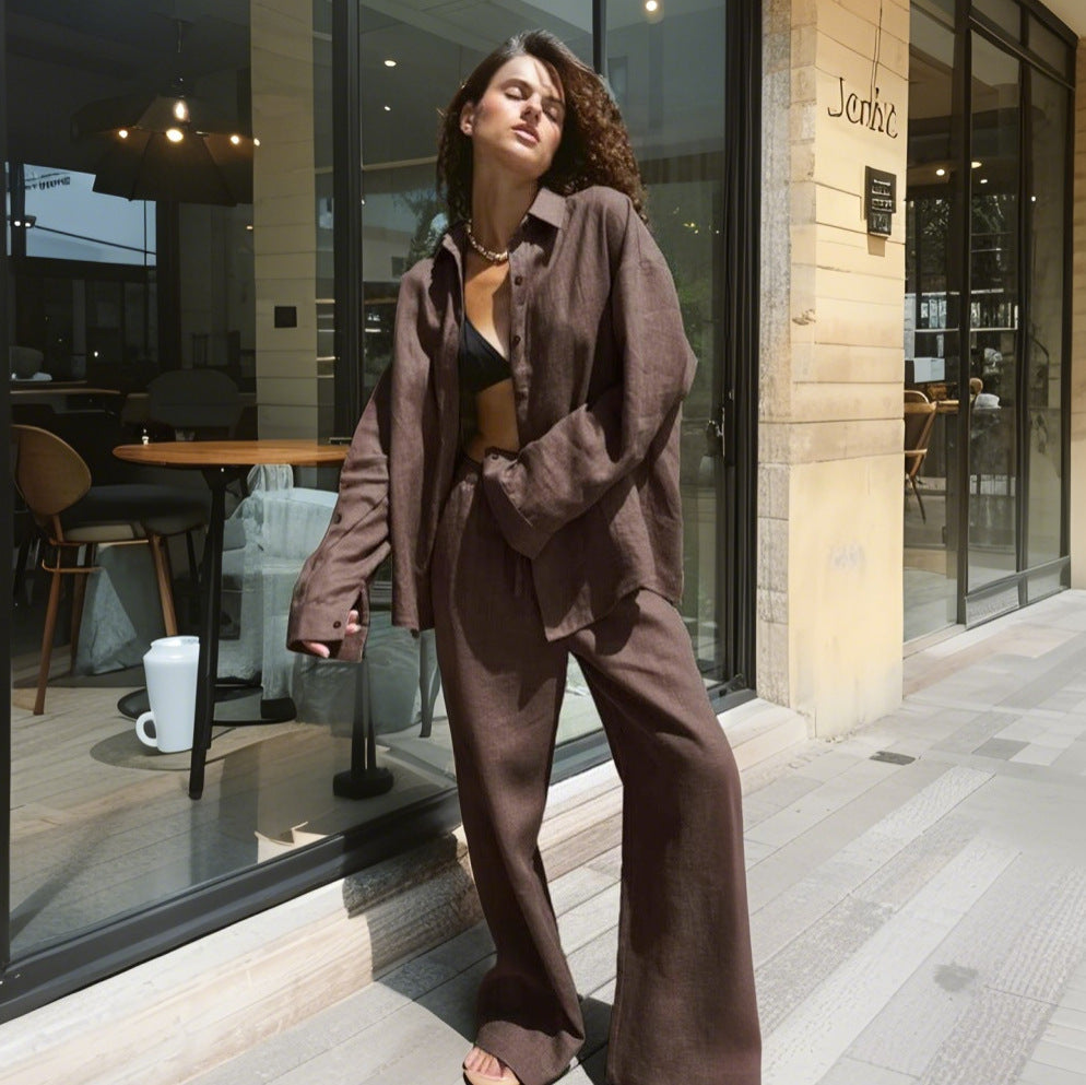 Women Comfortable Linen Loungewear Suit Lune London