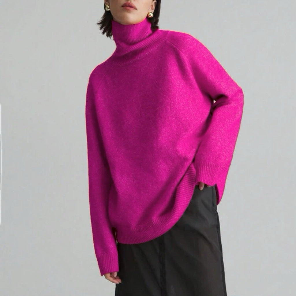 Women's oversized turtleneck sweater with fine texture Chic and Style