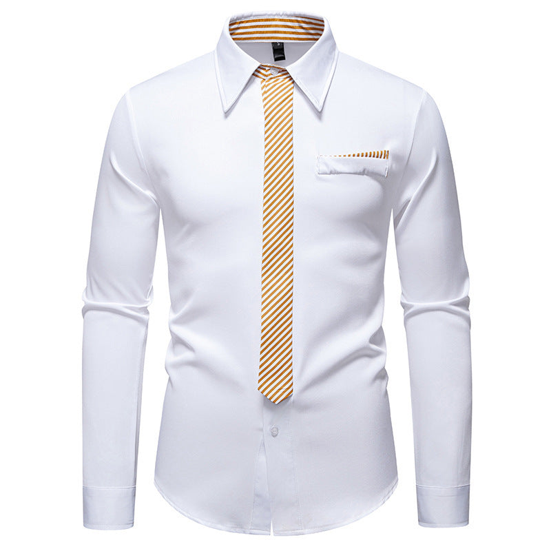 Men's long-sleeve shirt with an innovative collar design and a practical chest pocket Lune London