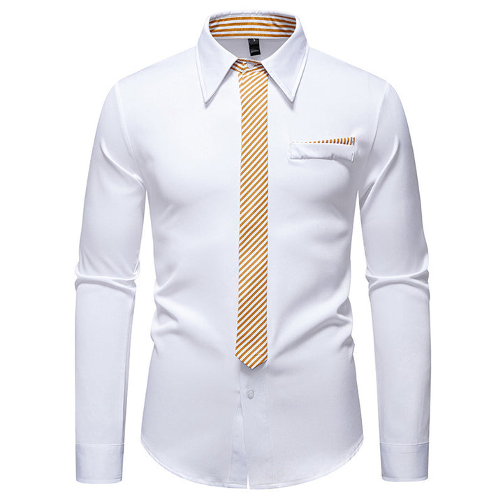 Men's long-sleeve shirt with an innovative collar design and a practical chest pocket Lune London