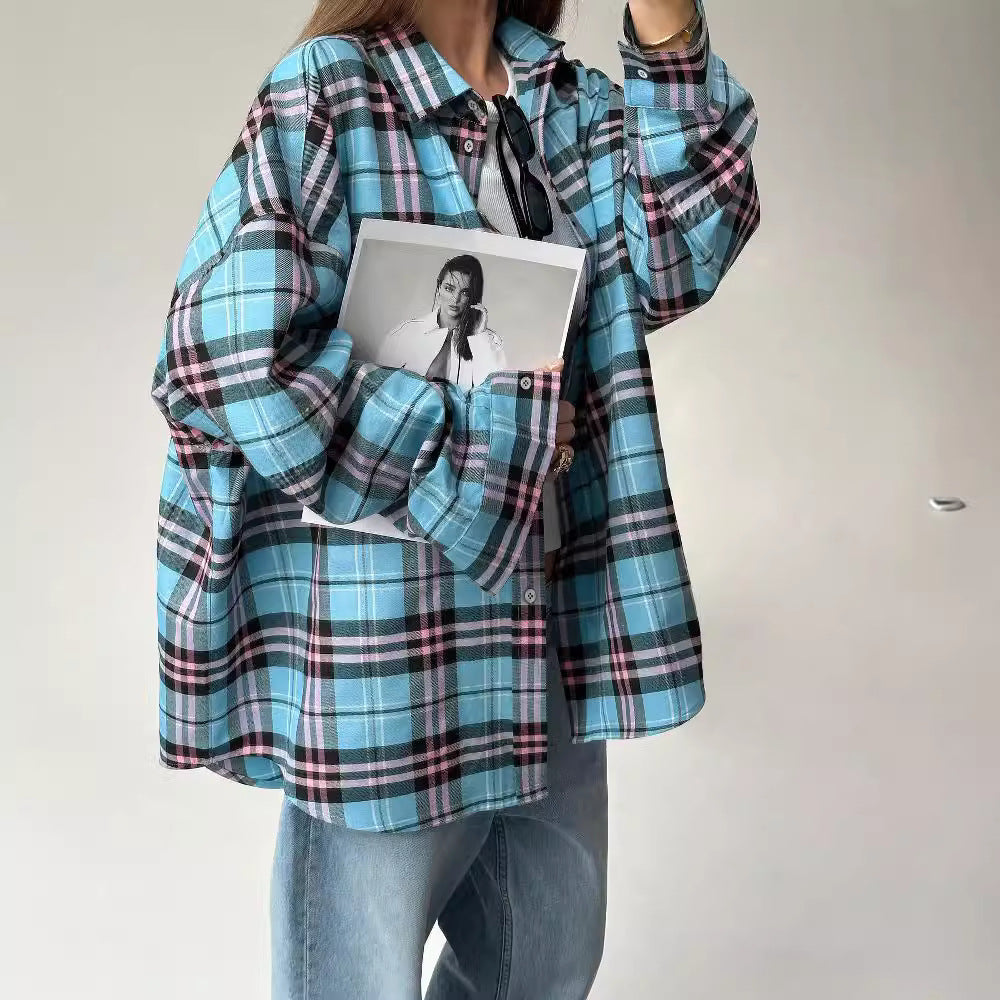 Oversized plaid shirt ladies Chic und Style