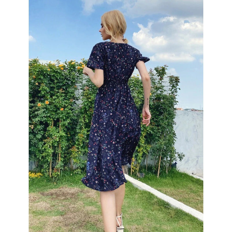 Robe midi femme avec motifs floraux et ourlet volant Chic & Stil