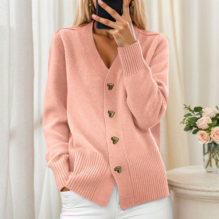Knit jacket for women with heart-shaped buttons and a relaxed fit Lune London