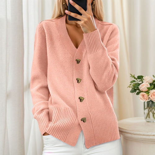Knit jacket for women with heart-shaped buttons and a relaxed fit Lune London