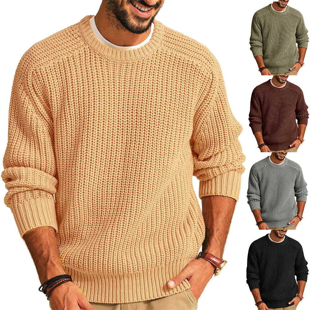 Men's Chunky Knit Sweater with Round Neck and Casual Fit Lune London