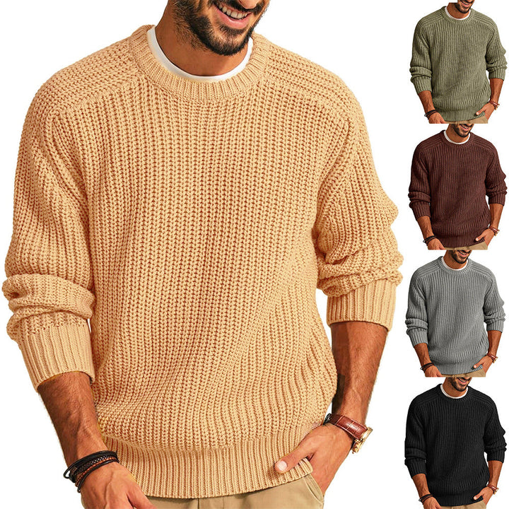 Men's Chunky Knit Sweater with Round Neck and Casual Fit Lune London