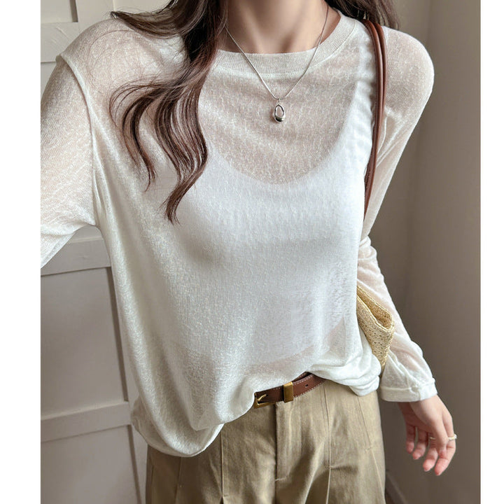 Women's Long Sleeve Shirt Made of Light Transparent Material with Elegant Draping Lune London